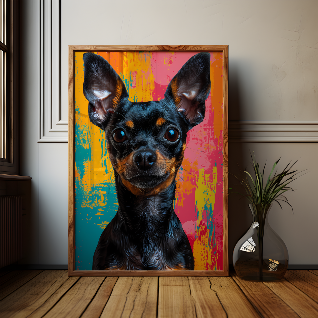 Rainbow Mini Doberman Pinscher Poster