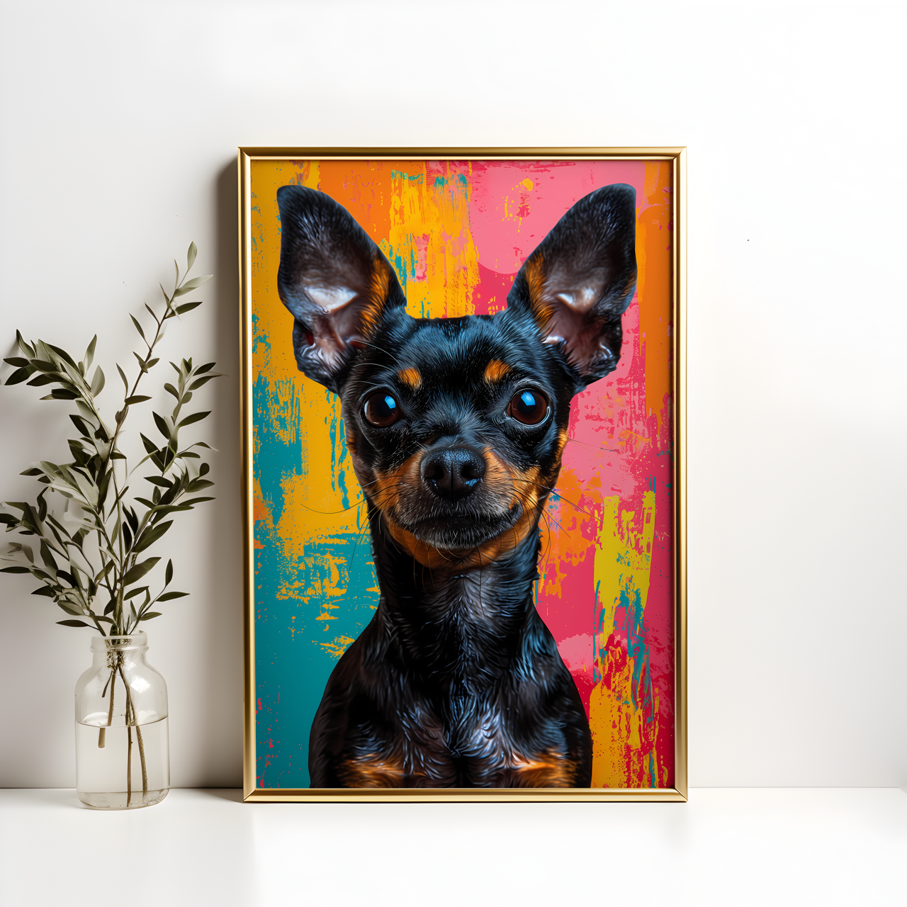 Rainbow Mini Doberman Pinscher Poster