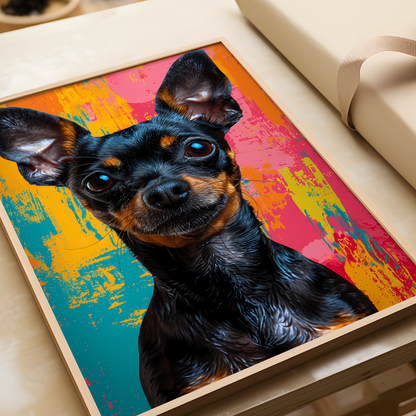 Rainbow Mini Doberman Pinscher Poster