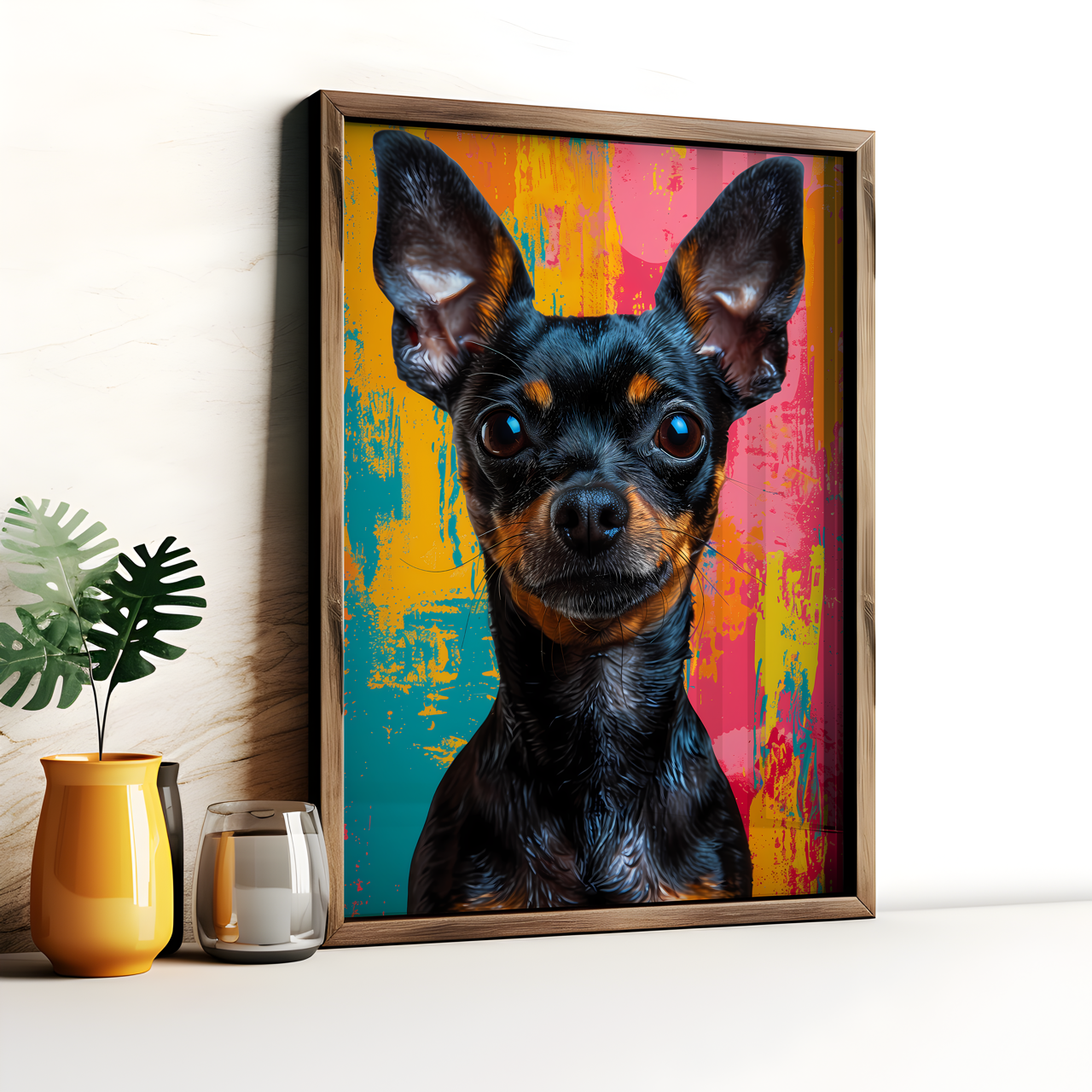 Rainbow Mini Doberman Pinscher Poster