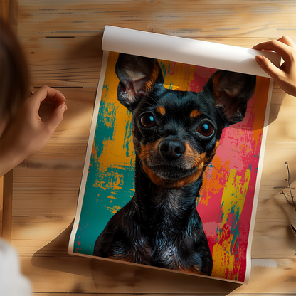 Rainbow Mini Doberman Pinscher Poster