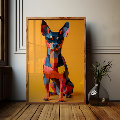 Origami Mini Doberman Pinscher Colourful Poster