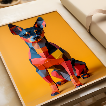 Origami Mini Doberman Pinscher Colourful Poster