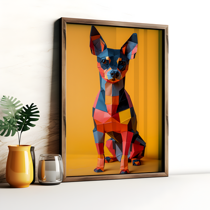 Origami Mini Doberman Pinscher Colourful Poster