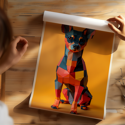 Origami Mini Doberman Pinscher Colourful Poster