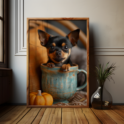 Mini Doberman Pinscher Autumn Teacup Poster