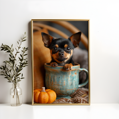 Mini Doberman Pinscher Autumn Teacup Poster