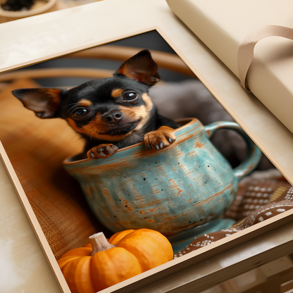 Mini Doberman Pinscher Autumn Teacup Poster