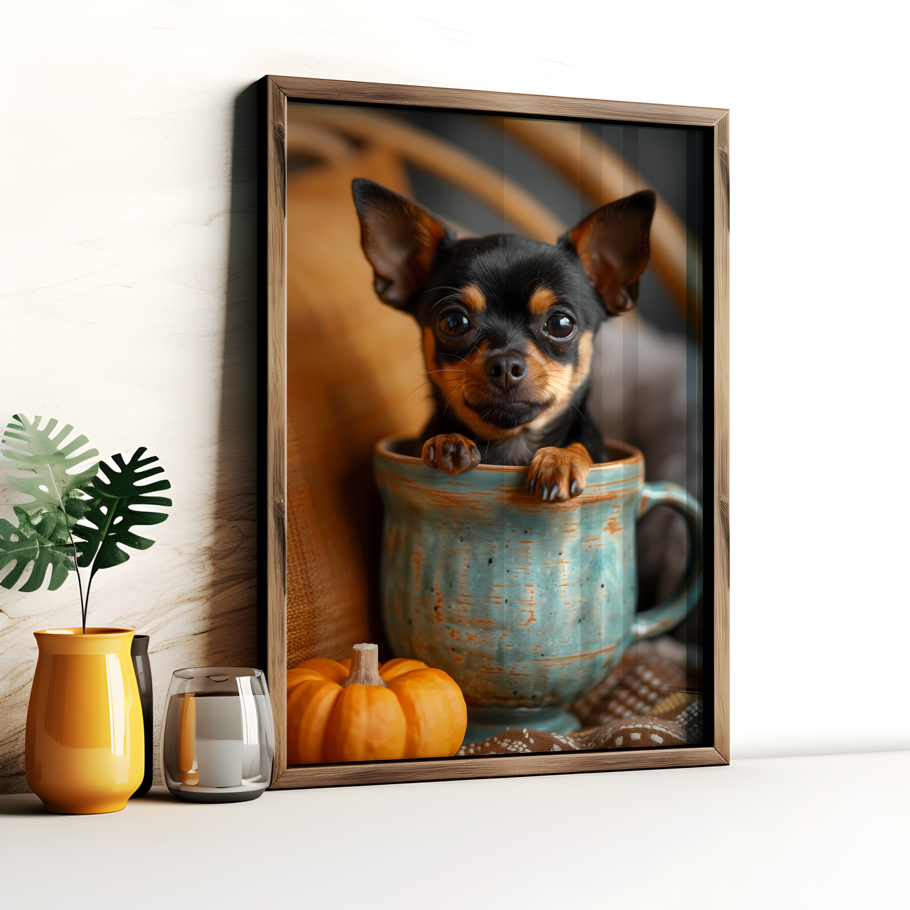 Mini Doberman Pinscher Autumn Teacup Poster