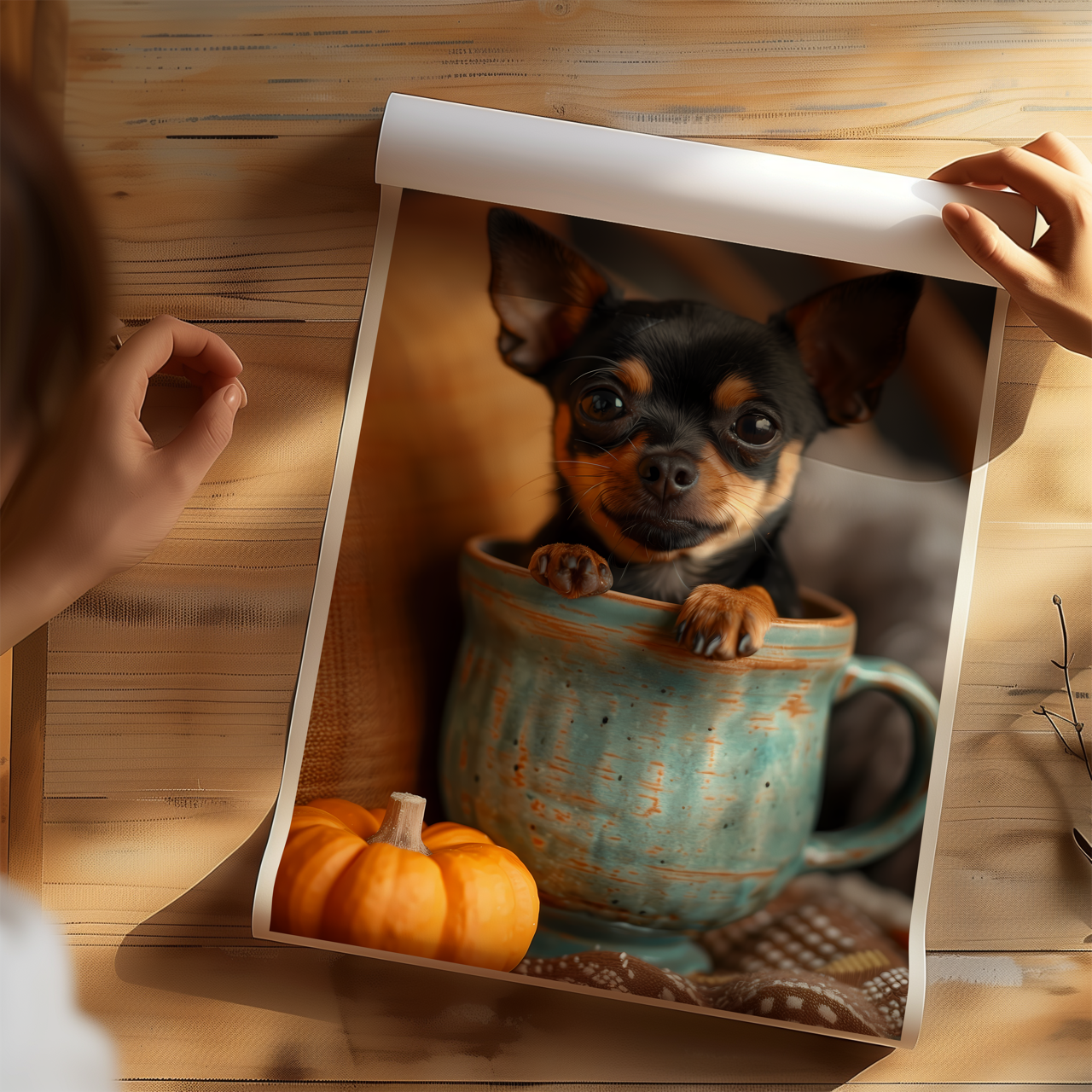 Mini Doberman Pinscher Autumn Teacup Poster