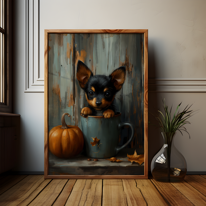 Tiny Mini Doberman Pinscher In a Mug Poster