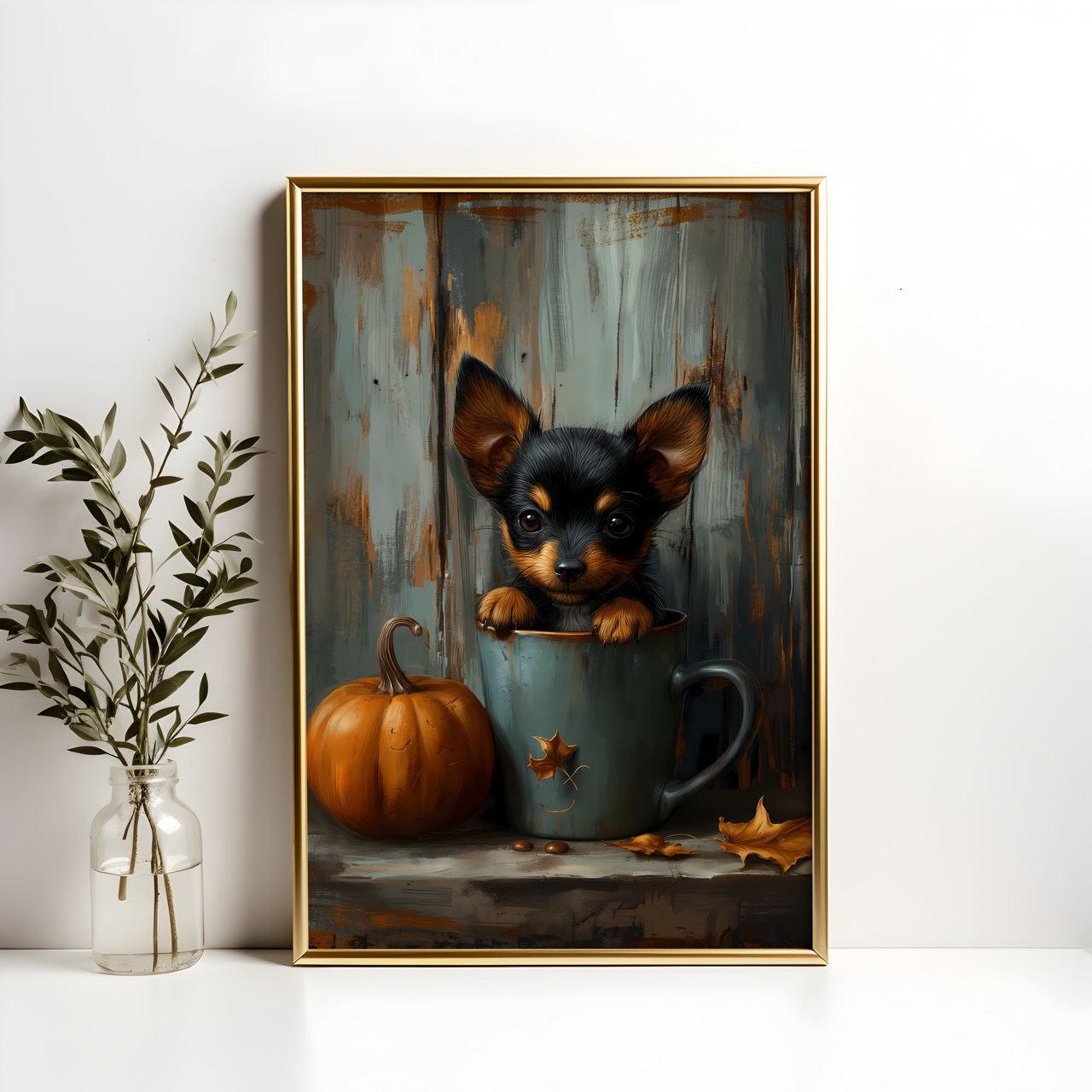 Tiny Mini Doberman Pinscher In a Mug Poster