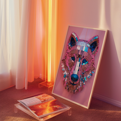 Disco Ball Wolf Sculpture Artwork Poster