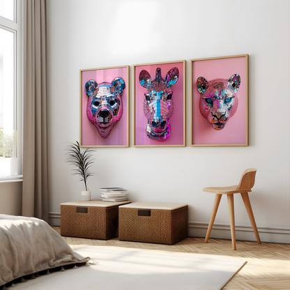 Disco Ball Zebra Sculpture Artwork Poster