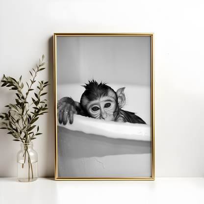 Monkey in the Bath Poster