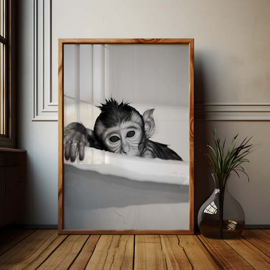 Monkey in the Bath Poster