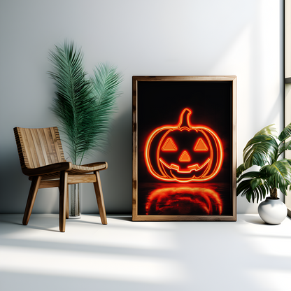 Neon Style Jack O Lantern Poster