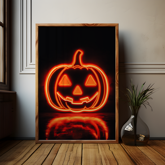 Neon Style Jack O Lantern Poster