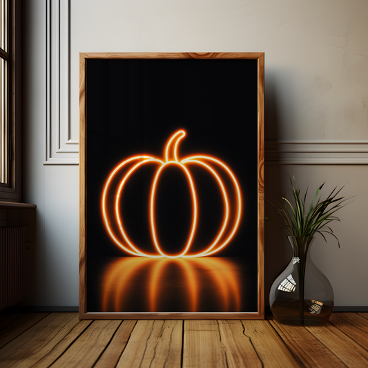 Neon Style Pumpkin Halloween Poster