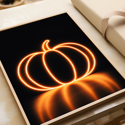 Neon Style Pumpkin Halloween Poster