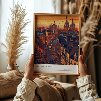 Oxford England Sunset Art Poster