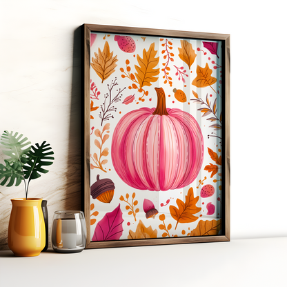 Modern Pink Pumpkin Autumn Poster