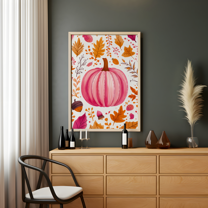 Modern Pink Pumpkin Autumn Poster