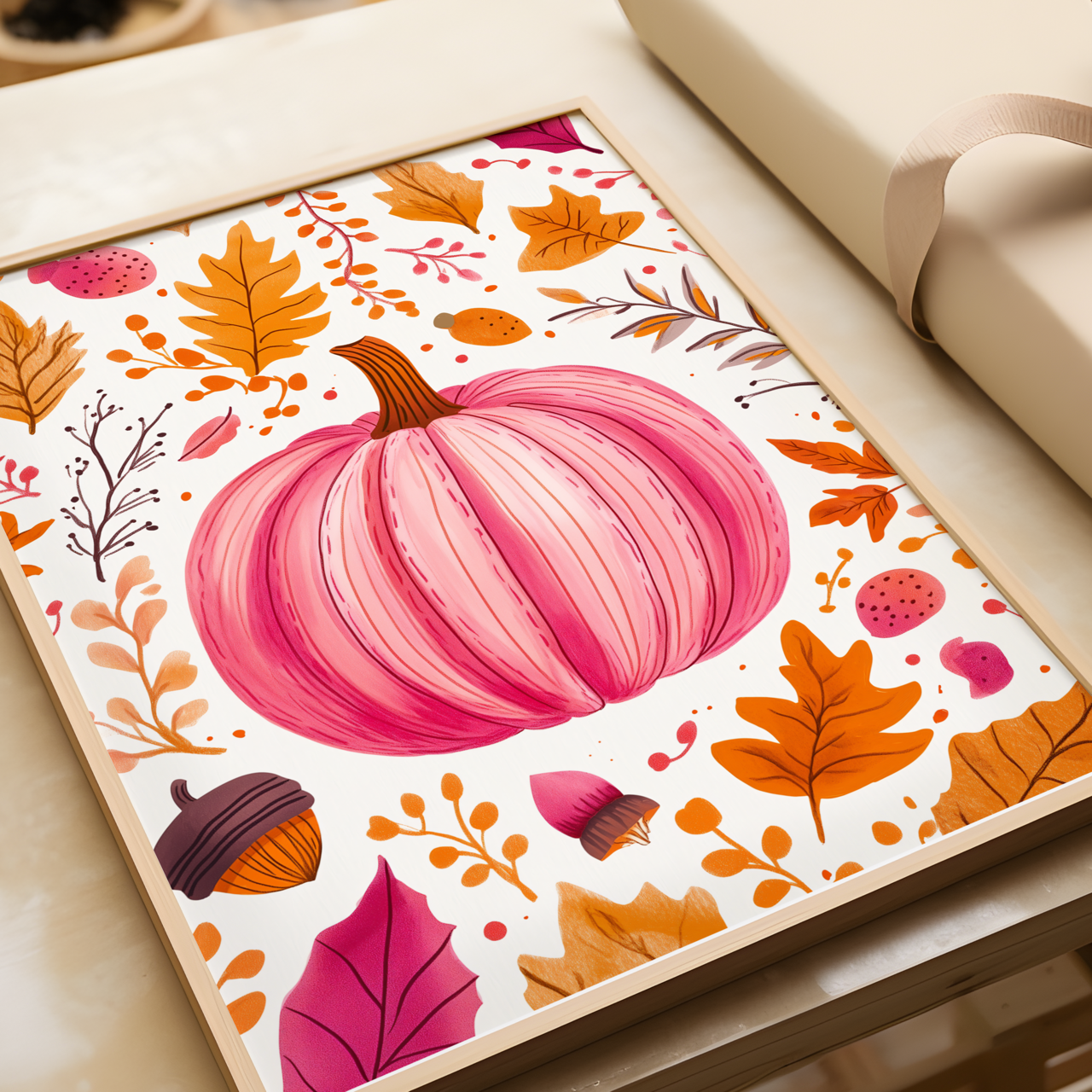 Modern Pink Pumpkin Autumn Poster