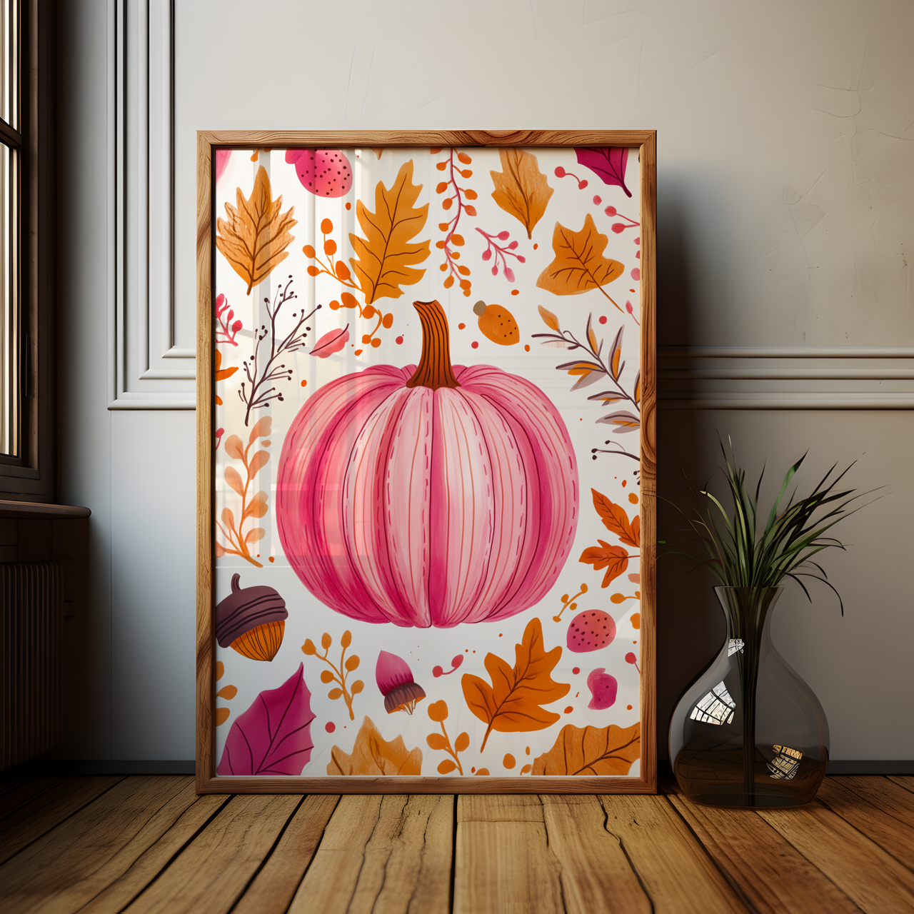 Modern Pink Pumpkin Autumn Poster