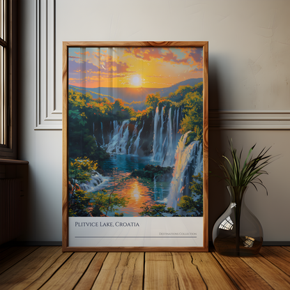 Plitvice Lakes Park Oil Painting Style Poster