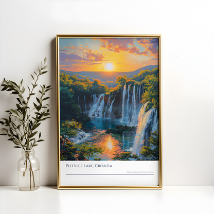 Plitvice Lakes Park Oil Painting Style Poster