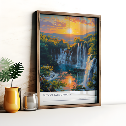 Plitvice Lakes Park Oil Painting Style Poster