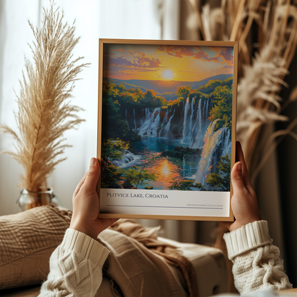 Plitvice Lakes Park Oil Painting Style Poster