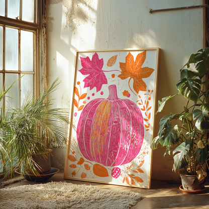 Vibrant Pink Pumpkin Poster