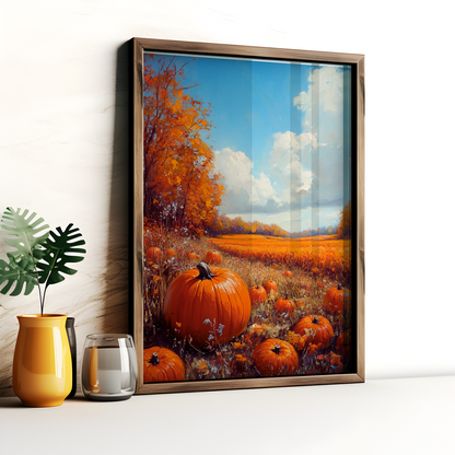 Pumpkin Field Autumn Poster