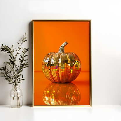 Disco Ball Pumpkin Poster