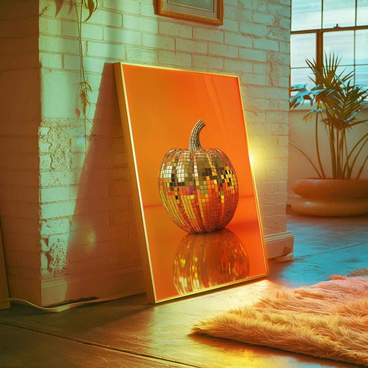 Disco Ball Pumpkin Poster