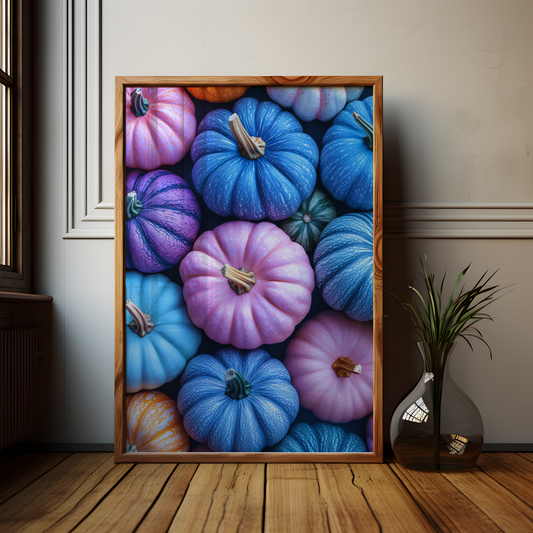 Blue and Purple Pumpkin Poster