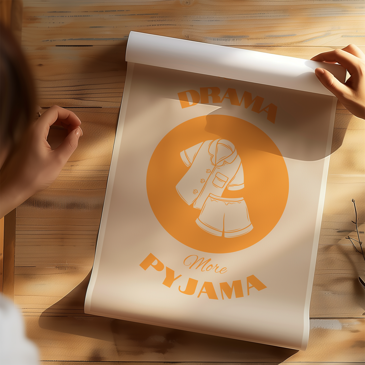 Orange Less Drama More Pyjama Poster