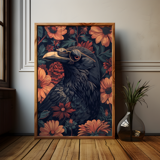 William Morris Style Gothic Raven Artwork