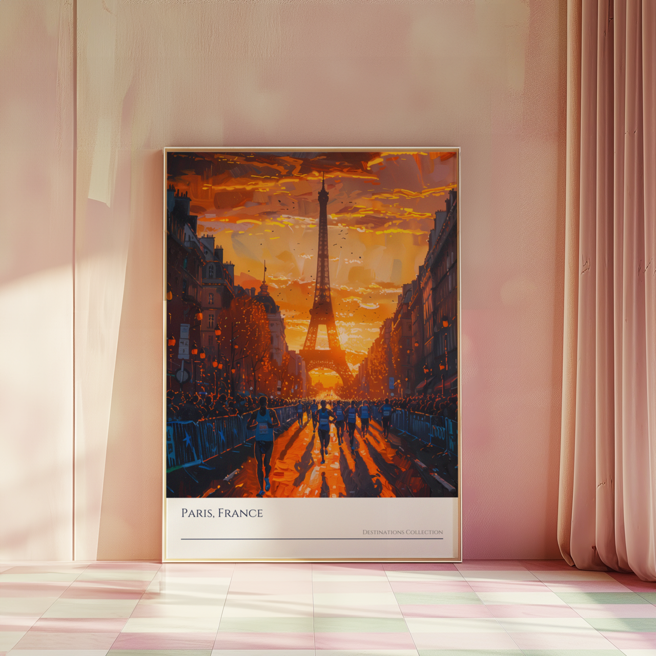 Paris Running Event Poster, Orange