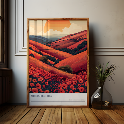 Red Shropshire Hills Poster