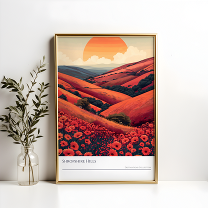 Red Shropshire Hills Poster