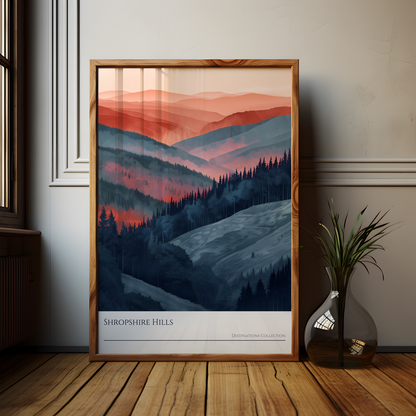 Misty Sunrise Shropshire Hills Poster