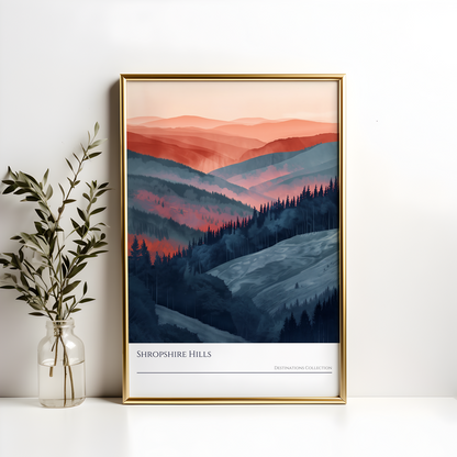 Misty Sunrise Shropshire Hills Poster