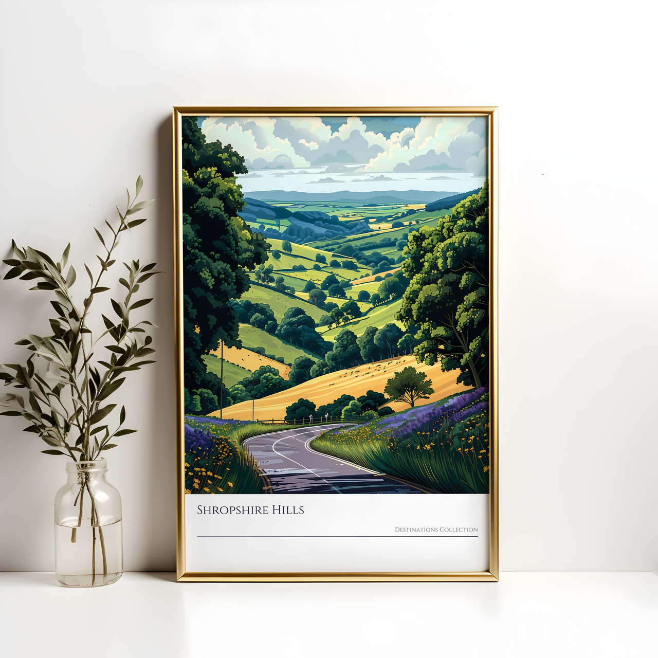 Illustration of Shropshire Hills Winding Road Poster