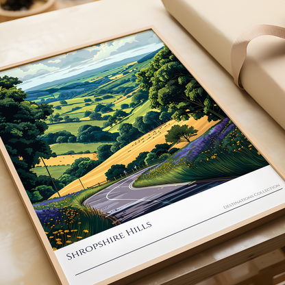 Illustration of Shropshire Hills Winding Road Poster