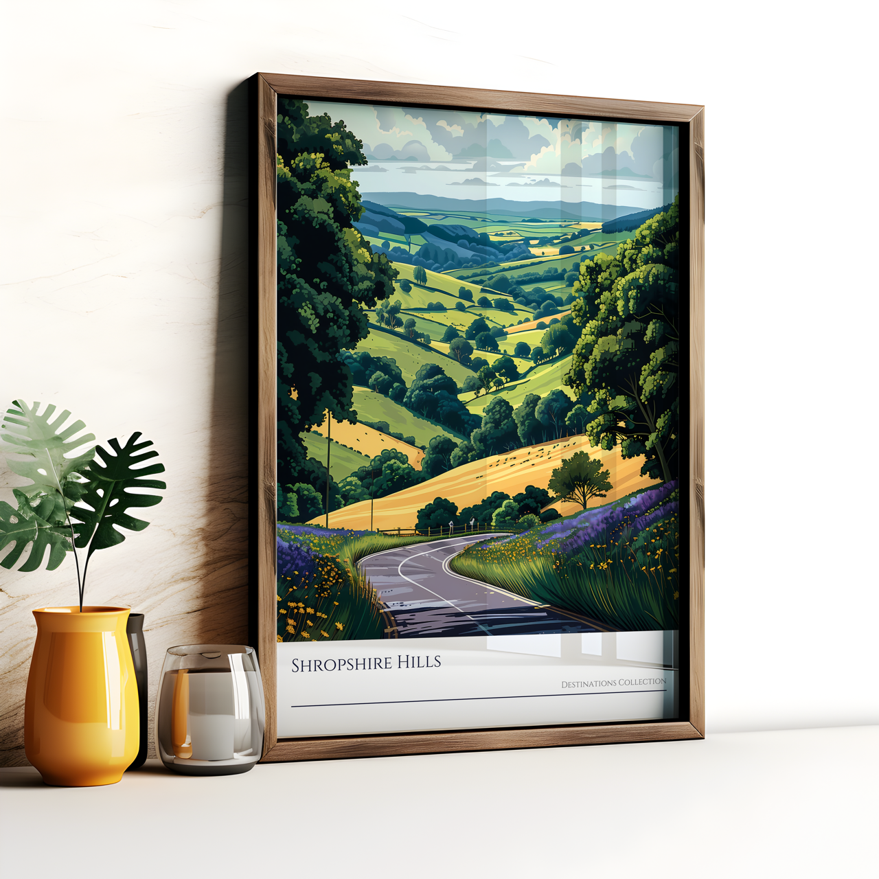 Illustration of Shropshire Hills Winding Road Poster