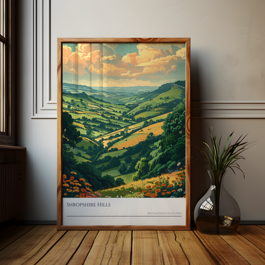 Illustration of Shropshire Hills Poster