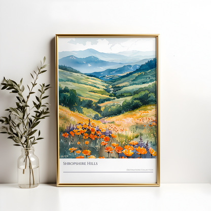 Watercolour Style Shropshire Hills Poster